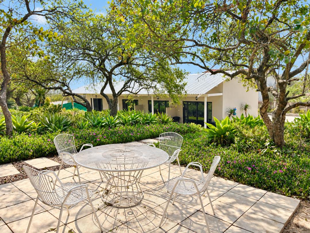 Outdoor seating in the lower garden
